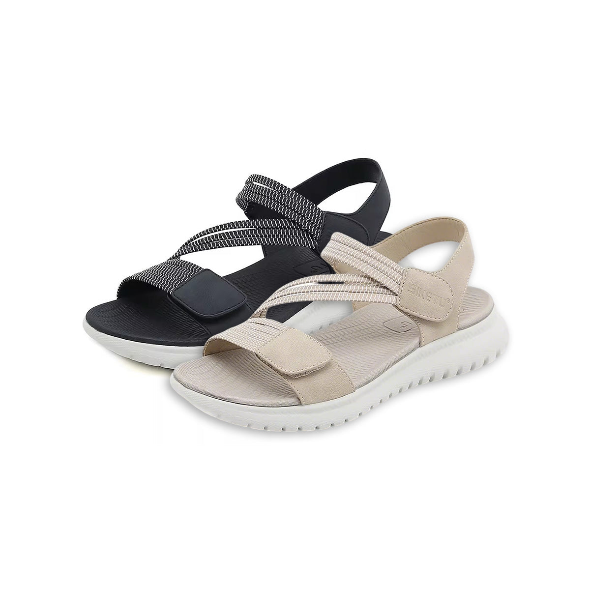 Comfort Beach Sandals with Elastic Straps Thick Sole Slides 4581