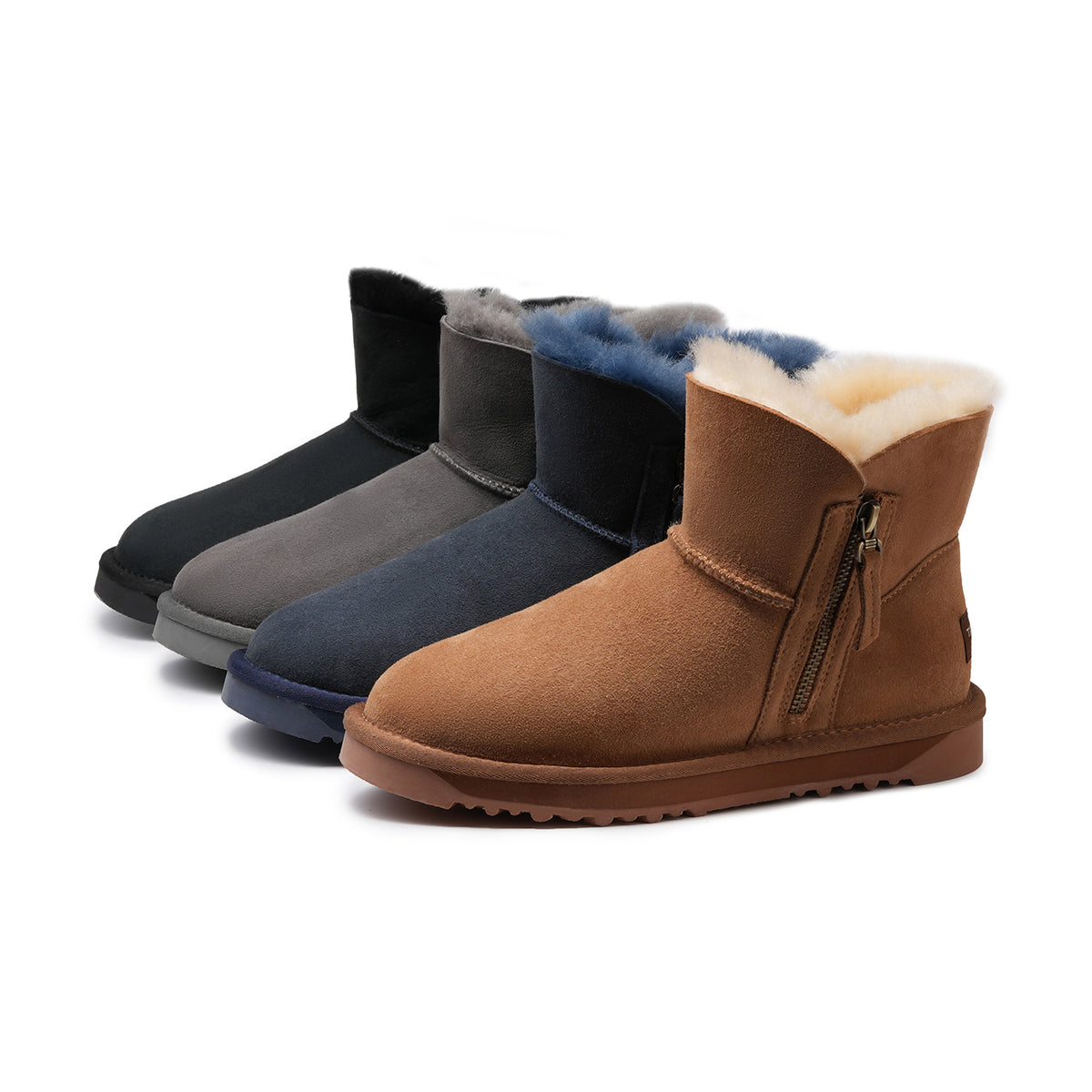 FUR LINED MINI ZIP BOOTS 5863