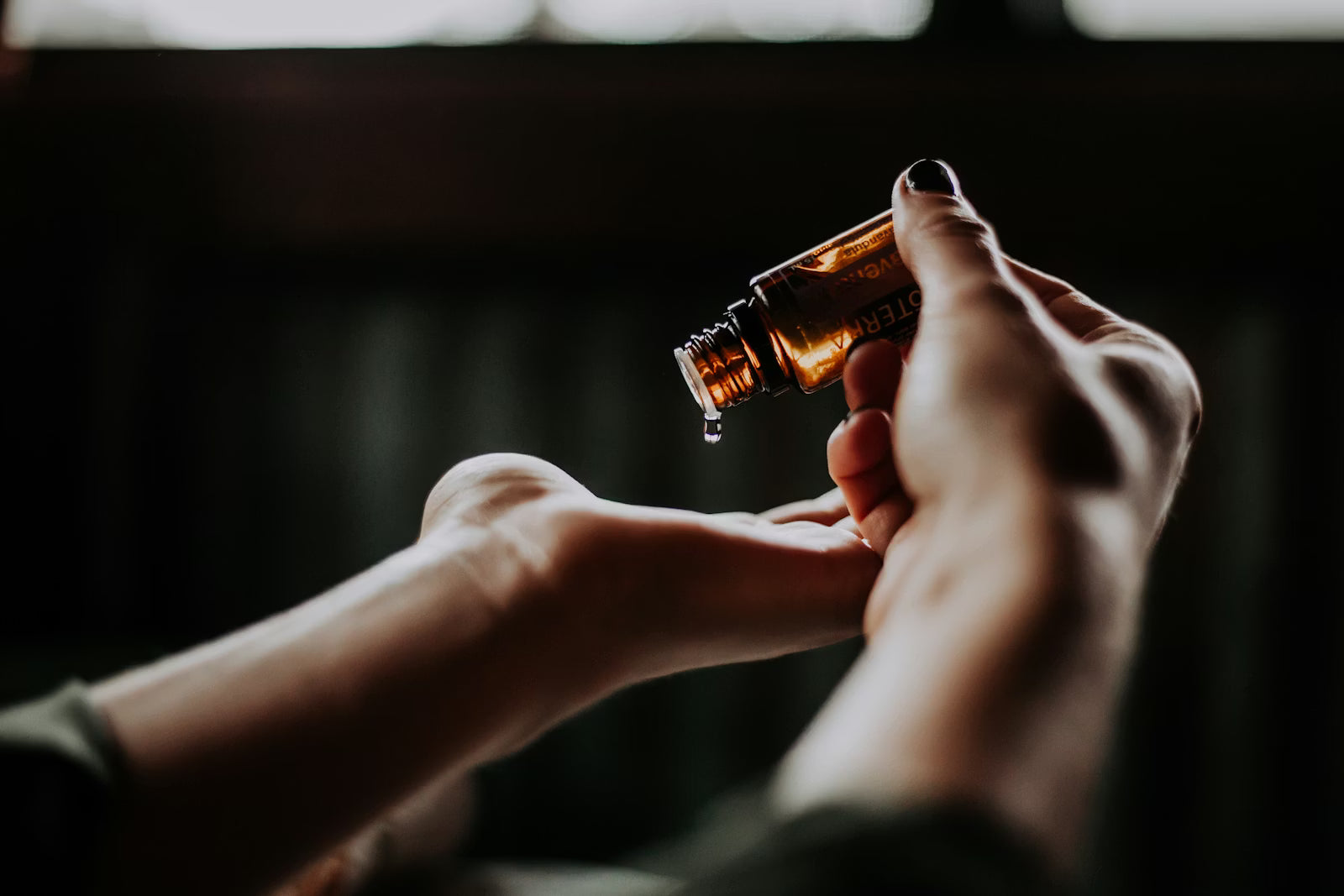Eucalyptus and lavender essential oil bottle