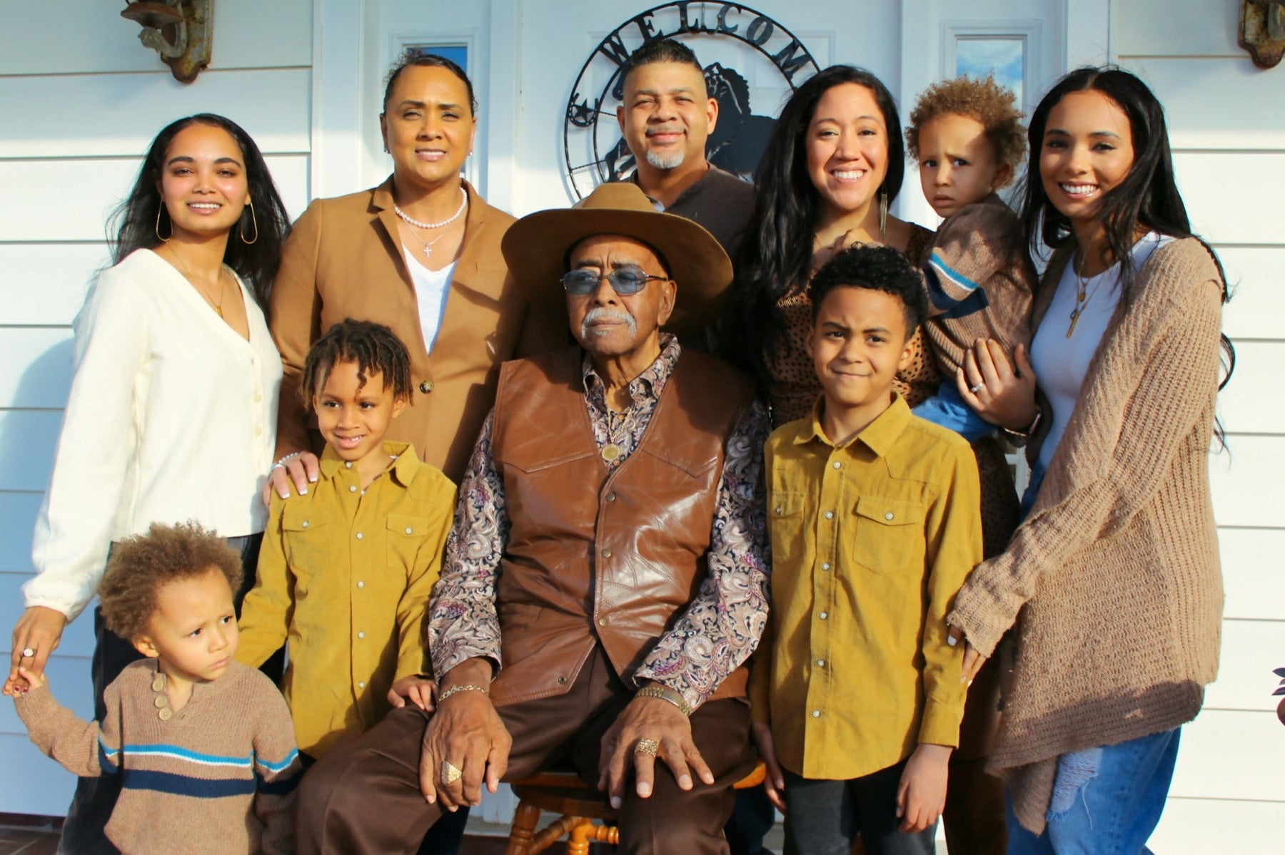 Three generations of a family together at home